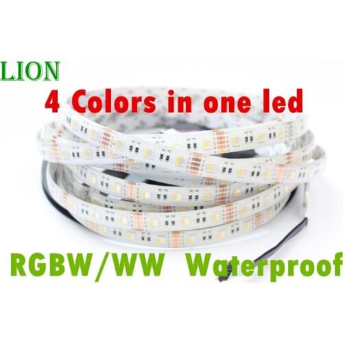 Waterproof ip65 5M 4 Colors in 1 LED DC12V 12MM PCB SMD 5050 RGBW LED Strip Light RGB+ White / Warm White White PCB