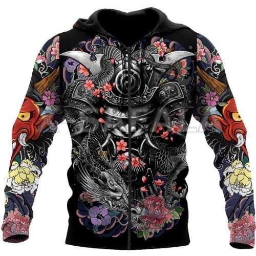Japanese Peony Tattoo Dragon 3D Print Hoodies Pullover Sweatshirt Man Women Harajuku Outwear Casual Unisex Zip Jacket Tracksuit