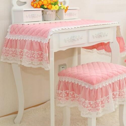 Suede cotton fabric pink lace Round piano stool cover table /chair cover lace tassel length:10cm-20cm