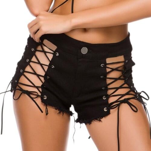 New 2020 High Waisted Denim Shorts Female Beach Style Cotton Short Femme Korean Fashion Women Shorts Criss-Cross Sexy Clubwear