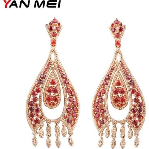 YAN MEI Women 2017 Fancy Cubic Zirconia Earring Romantic Dangle Earrings GLE6050