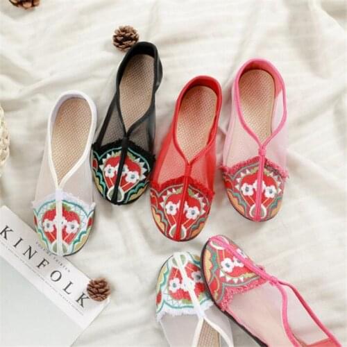 Womens Veowalk Shoes Embroidered Ballet Flats Ankle Strap Vintage Walking Shoes Ladies Designer Sandals Female Handmade Shoes