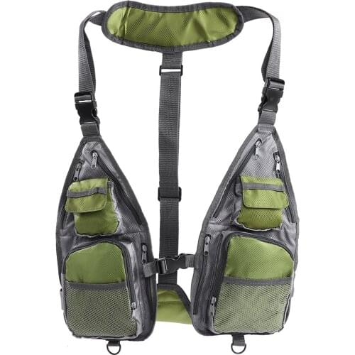 Fishing Vest Padded Neck-Strap With D-Ring Net Breathable Mesh Vest Summer Outdoor Multi-Functional Quick-Dry Fly Vest