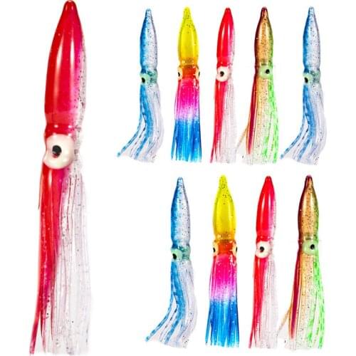 10pcs 8 Cm Fishing Lure Octopus Skirts Soft Squid Skirts Swim Lure Bait Deep Sea Fishing Random Colour Ocean Boat Fishing Tool
