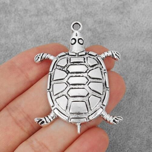 10PCS Antique Large Cute Turtle Tortoise Charms Pendants for Necklace Making Jewelry Findings 53x40mm