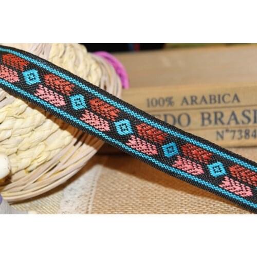 10yards/lot wide 2.5cm Woven Jacquard Ribbon quadrilateral and arrows for curtain and clothing accessory LS-0987