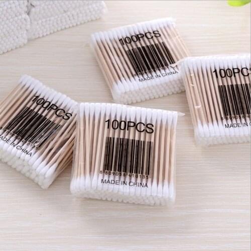 200/500pcs Natrual Double Head Cotton Swab Women Makeup Cotton Buds Tip New Wood Sticks Nose Ears Cleaning Health Care Tools