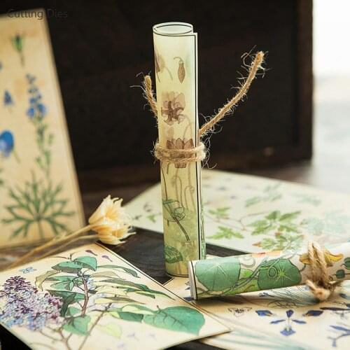 2019 8sheets Retro Flower Vellum No Adhesive Paper Stickers For Scrapbooking DIY Crafts Card Making Happy Planner