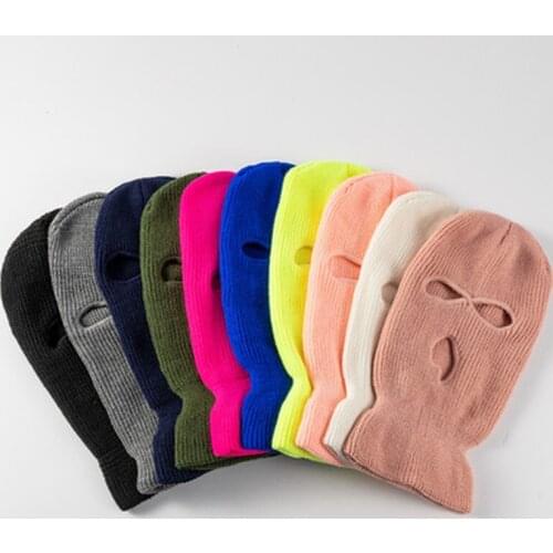 2021 Fashion Full Face Cover Hats Beanie 3 Holes Balaclava Hiking Cycling Ski Winter Outdoor Warm Knitted Caps for Women Men