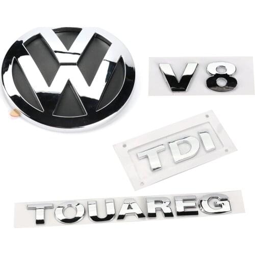 4pcs Chrome V8 TDI TOUAREG Rear Badge Boot Emblem 7L6 853 630 A for VW Touareg 2003 2004 2005 2006 2007 2008 2009 2010