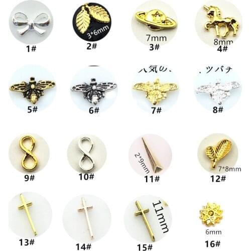 50pcs/pack Japan 3D Nail Art Decorations Metal Nail Accessories Alloy Cute Leaf Bee Nail Parts DIY Charm Alloy Nail Supplies