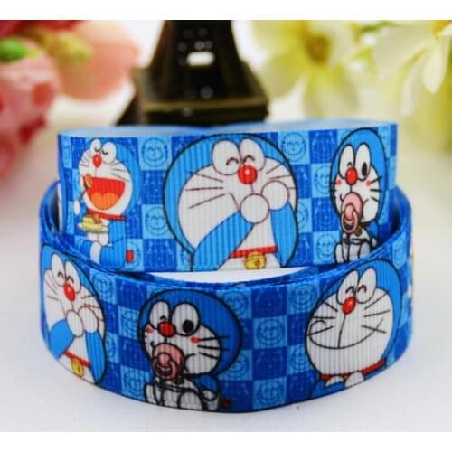 22mm 25mm 38mm 75mm Ruban satin Doraemon Cartoon Character printed Grosgrain Ribbon party decoration X-00590 10 Yards