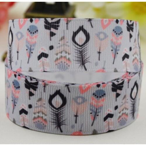 22mm 25mm 38mm 75mm Ruban satin feather printed Grosgrain Ribbon Hair Accessories party decoration 10 Yards X-02447