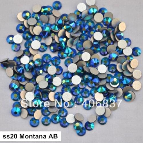 Free Shipping! 1440pcs/Lot, ss20 (4.8-5.0mm) Montana AB Flat Back Non Hotfix Glue On Nail Art Rhinestones