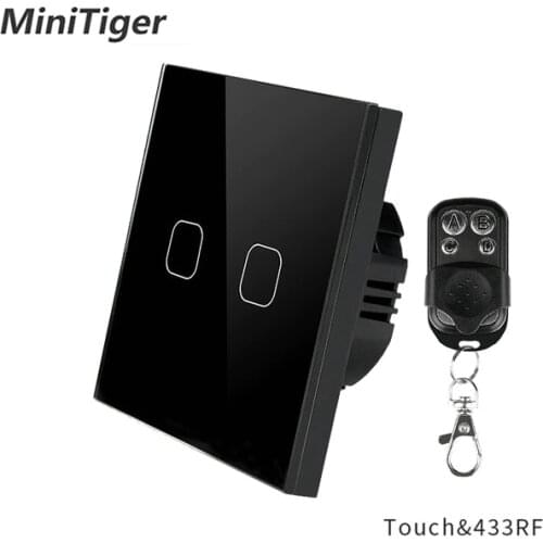 Mobu EU Standard Switch Smart Home Wireless Remote Control Touch Switch 2 gang Wall Light Led Touch Switch with remote control