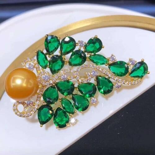 D402 Pearl Brooch Fine Jewelry Gold Filled 11-12mm Fresh Water Gold Pearl Brooch For Women Fine Presents