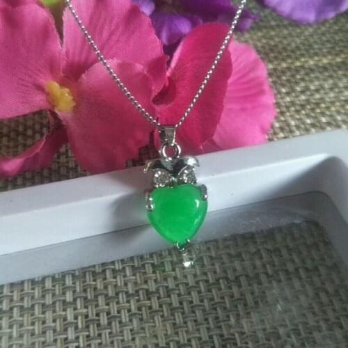 Natural Malay Jade Heart Clavicle chain Jade Pendant Jewelry Lucky Exorcise evil spirits Safety Amulet Jade Pendant Fine Jewelry