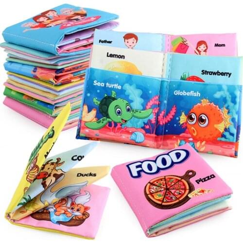 Baby Early Learning Educate Soft Cloth Book Marine Animal Food Educational Toys Intelligence Development Toy For 0-24 Months