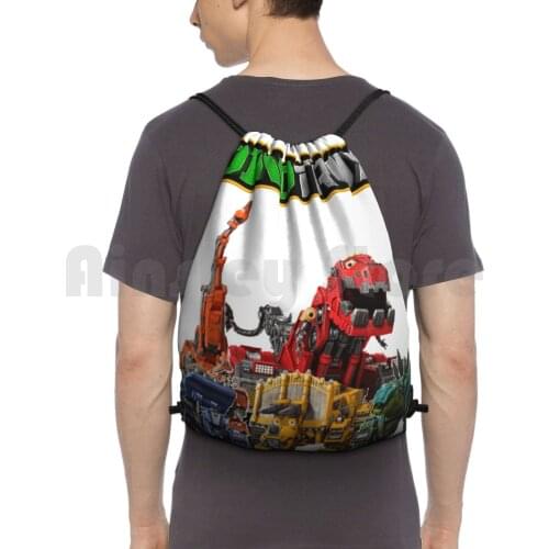 Dinotrux Cartoon Kids Show Backpack Drawstring Bags Gym Bag Waterproof Dino Trux Dinotrux Cool Dinotrux Kids Dinotrux