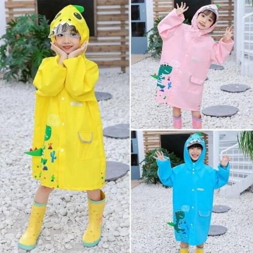 Cartoon Dinosaur Printed Raincoat Waterproof Clothing for Children Baby Primary School Students Rain Poncho Jacket Windbreaker