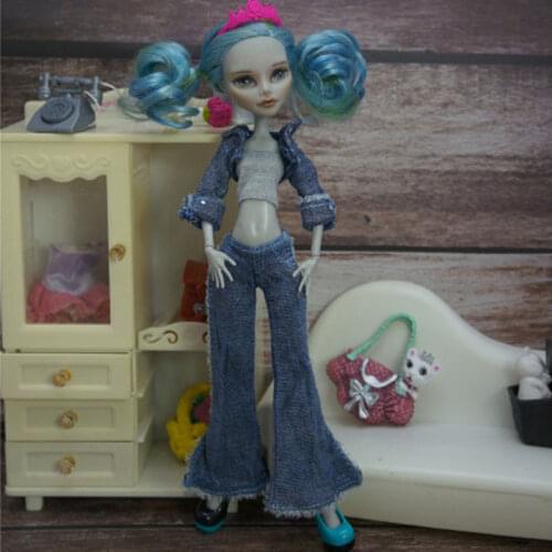 Vest Denim jacket Jeans Pants For Monster High Doll Accessories Fashion Doll Clothes Set for Bratz Doll Outfits Kids Toy 1/6