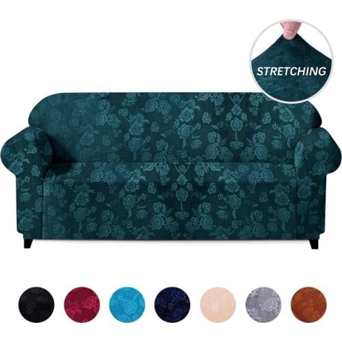 Velvet Embossing Floral Stretch Sofa Cover for Living Room Universal Sectional Couch Slipcover Elastic Sofa Cover 1/2/3/4 Seater