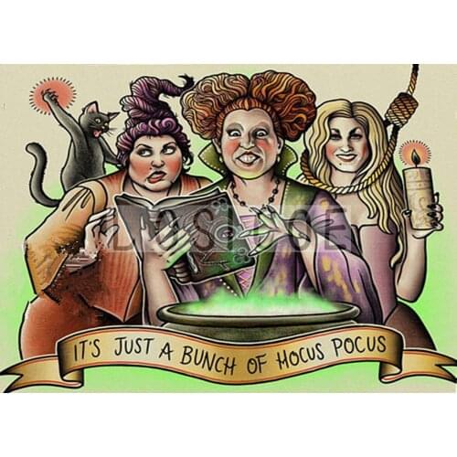 IT' JUST A BUNCH OF HOCUS POCUS Tattoo Design Painting Wall Art Retro Kraft Poster Wall Sticker Barber Shop Home Decor