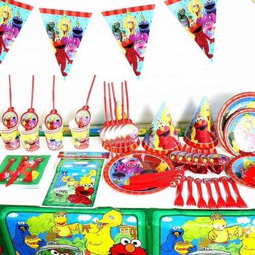 Sesame Street theme party supplies Elmo birthday party tableware set paper plate cup napkin birthday decoration baby shower