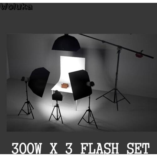 Photo Studio 3 X 300W Flash Set with Shooting Table Softbox Light Stand Kit For Product Photography Equipment CD50 T10