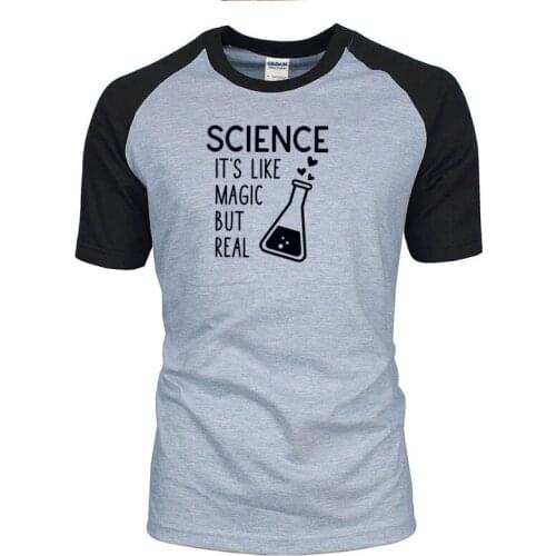 Mens T-shirt scientific printing magic but real casual cotton fun mens Summer Short Sleeve T-Shirt Gift
