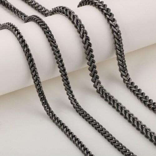 GNAYY black Stainless Steel Mens Charming Link Chain Necklace chain Mens boys jewelry XMAS Gifts 4mm/5mm