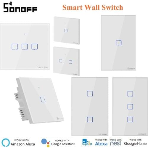 SONOFF T0 T1 T2 T3 EU US UK Wireless WIFI DIY Wall Switch Smart Home Remote Control for eWelink APP Work With Google Home Alexa