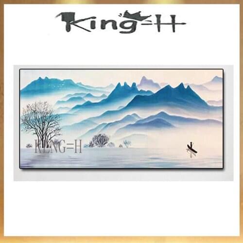 Large Size Oil Painting Living Room Decor Modern Abstract Chinese Style Landscape Black And White Canvas Wall Art Paintin