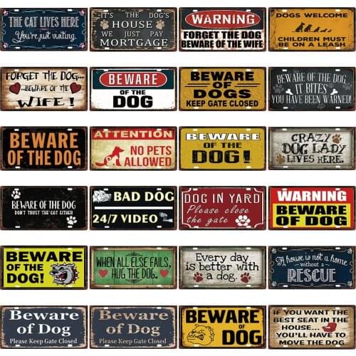 [ Kelly66 ] Beware Of The Dog House We Just PayMortgage Metal Sign Tin Poster Home Decor Bar Wall Art Painting 15*30 CM Size C-3