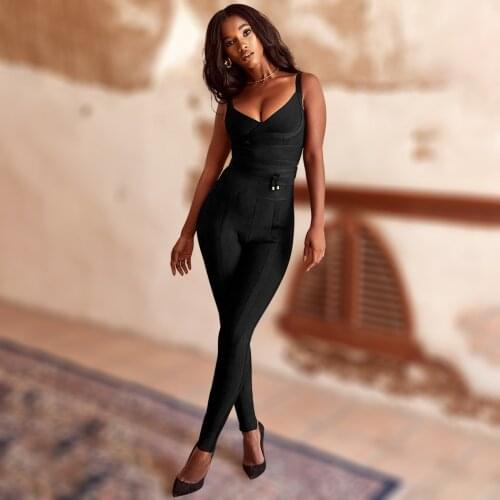 Slim Suspenders V-neck Pencil Bandage Jumpsuit