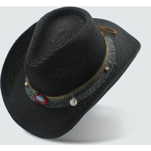 Summer Womens Mens Hollow Western Cowboy Hat For Gentleman Western Word Cowgirl Jazz Cap Straw Beach Sun Hat With Handwork