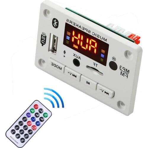 5V 12V Bluetooth 5.0 MP3 Decoding Board Module Wireless Car USB MP3 Player TF Card Slot USB FM with Microphone Handsfree control