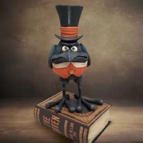 Halloween Desktop Ornaments Mr. Crow Resin Statue For Garden Decoration Halloween Decorations Handmade Crow Sculpture Yard Decor