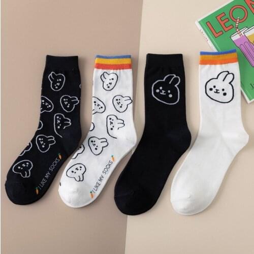 Spring and Summer New Fashion Cartoon Rabbit Cute Animal Womens Socks Animal Woman Lovely Kawaii Casual Socks Wholesale