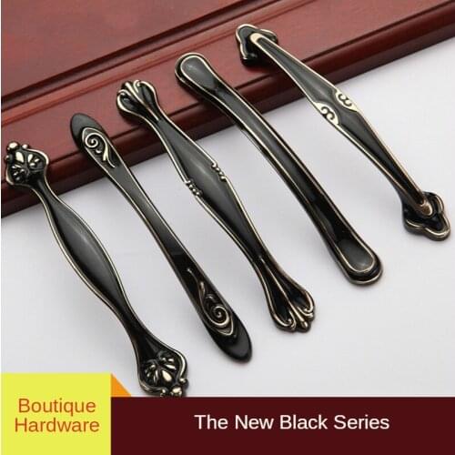 New Bright Black Furniture Handle Kitchen Cabinet Door Handle Modern Minimalist Wardrobe Drawer Knob Home Improvement