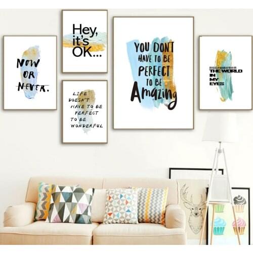 English Inspirational Phrases Sentences Poster Canvas Print Painting Wall Art Living Room Home Decoration