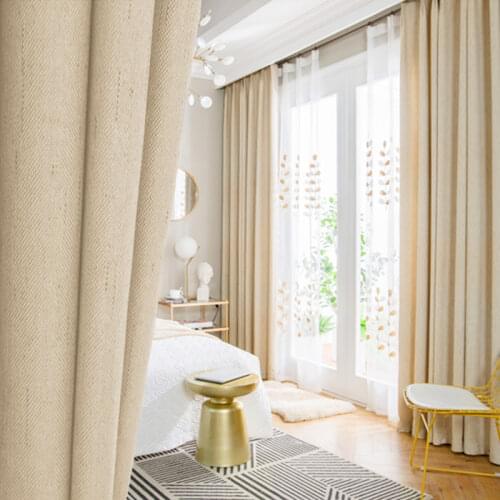 Linen Like Cloth Blackout Curtains For Kitchen Bedroom Window Treatment Solid Water Proof Curtains for Living Room Custom Made