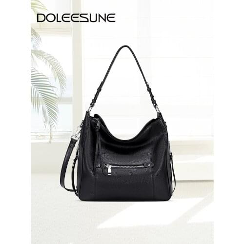 DOLEESUNE 100% Genuine Leather Hobo Bags for Women Fashion Handbags Purses Casual Shoulder Bag Crossbody Purse Ladies Tote Bags