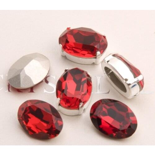 4120 Light Siam DIY K9 Oval Sew On Rhinestone With Silver Gold Claw Glass Strass Sewing Rhinestones For Shoes & Dress