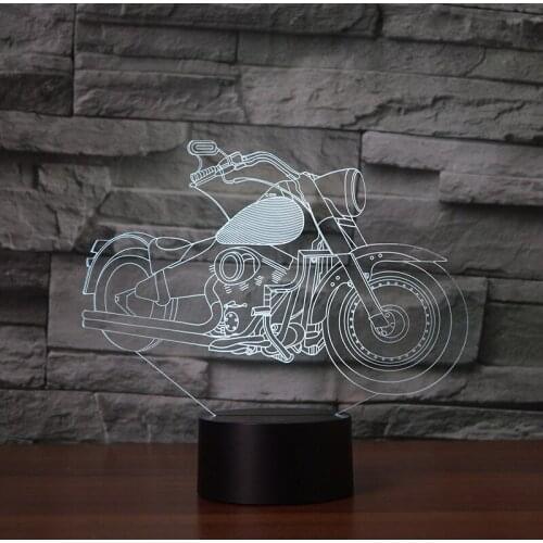 Motorcycle Led Decoration Night Lamp Seven-color Creative 3d Romantic Gift Table Night Lamp Powerbank Kids Lamp