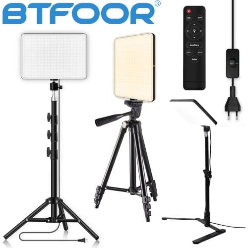 EU Plug LED 2700k-5700k Video Fill Lamp Light Panel Photography Lighting With Tripod Stand Long Arm For Live Stream Photo Studio
