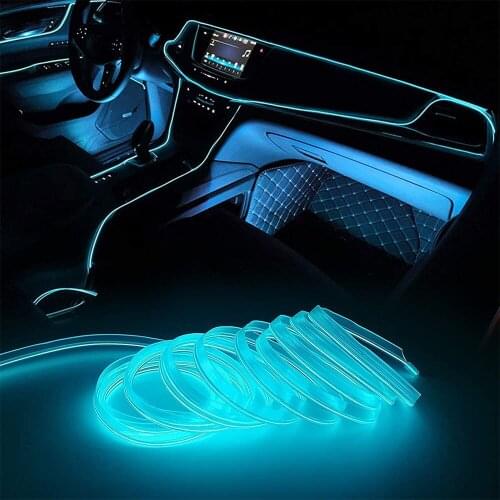 5M El WIre RGB led neon strip Car Interior Led Lights Ambient Car Atmosphere light 12V 5V USB Cigarette