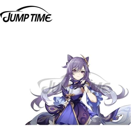 Jump Time 13 x 6.8cm For Keqing Peeker Genshin Impact Personality Creative Car Stickers Vinyl Decal Windshield Scratch-Proof