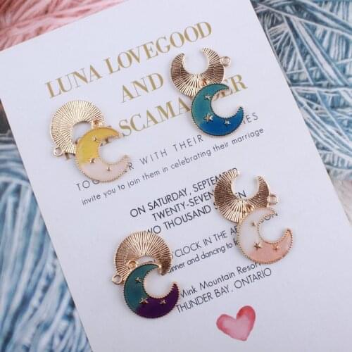10pcs/lot Fashion Jewelry Star&Moon Charm 18*23mm Enamel Charms Pendant Fashion Jewelry Accessories Fit Bracelet Necklace