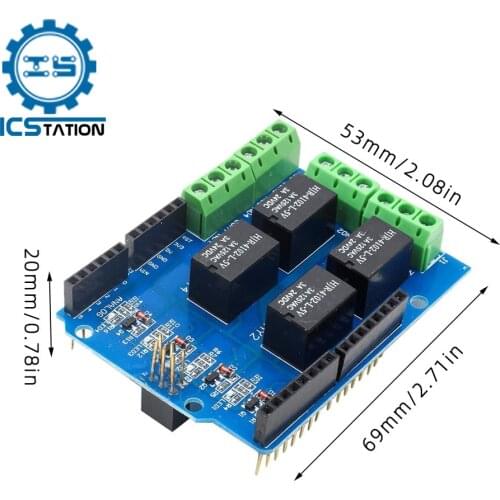 5V 4 Channel Relay Shield Module Interface for Arduino Signal Control Power Expansion Drive Board LED Indicator